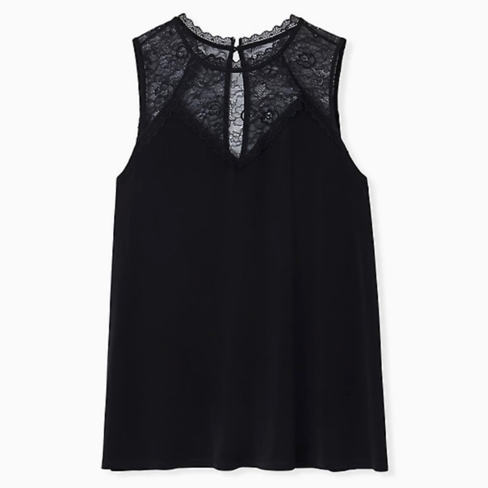 NWT Torrid BLACK STUDIO KNIT LACE MOCK NECK TANK